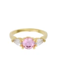 Anillo de compromiso de Oro Amarillo 14k Fonelli Zirconia Redonda Rosa de 5 mm y Zirconias Pera de 5x3 mm ZRS9161