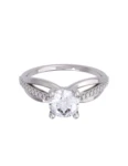 Anillo de compromiso de Oro Blanco 14k Fonelli Zirconia Redonda de 5 mm y Zirconias de 1 mm Z9156B