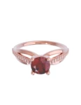 Anillo de compromiso de Oro Rosa 14k Fonelli Zirconia Redonda Roja de 5 mm y Zirconias de 1 mm ZR9156R