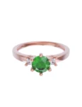 Anillo de compromiso de Oro Rosa 14k Fonelli Zirconia Redonda Verde de 5 mm y Zirconias Princess de 2 mm ZV9166R