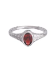 Anillo de compromiso de Oro Blanco 14k Fonelli Zirconia Oval Rojo de 6x4 mm ZR9152B