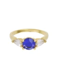 Anillo de compromiso de Oro Amarillo 14k Fonelli Zirconia Redonda Azul de 5 mm y Zirconias Pera de 5x3 mm ZA9161