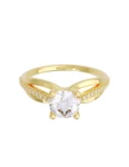 Anillo de compromiso de Oro Amarillo 14k Fonelli Zirconia Redonda de 5 mm y Zirconias de 1 mm Z9156