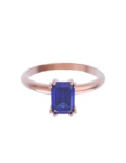 Anillo de compromiso de Oro Rosa 14k Fonelli Zirconia Esmeralda Azul de 6x4 mm ZA9167R