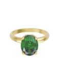 Anillo de compromiso de Oro Amarillo 14k Fonelli Zirconia Oval Verde de 8x6 mm ZV9133