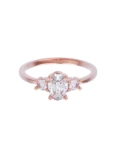 Anillo de compromiso de Oro Rosa 14k Fonelli Zirconia Oval de 6x4 mm y Zirconias de 2.5 mm Z9165R