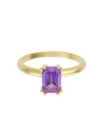 Anillo de compromiso de Oro Amarillo 14k Fonelli Zirconia Esmeralda Morada de 6x4 mm ZM9167