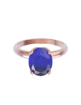Anillo de compromiso de Oro Rosa 14k Fonelli Zirconia Oval Azul de 8x6 mm ZA9133R
