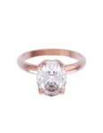 Anillo de compromiso de Oro Rosa 14k Fonelli Zirconia Oval de 8x6 mm Z9133R