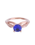 Anillo de compromiso de Oro Rosa 14k Fonelli Zirconia Redonda Azul de 5 mm y Zirconias de 1 mm ZA9156R