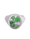 Churumbela de Oro Blanco 10k Fonelli Zirconia con Zirconias verdes Marquiz 4x2 mm, redondas 1.5, 2 y 3 mm, oval 5x3 mm y princess 2 mm 10-ZV9201B