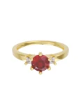 Anillo de compromiso de Oro Amarillo 14k Fonelli Zirconia Redonda Roja de 5 mm y Zirconias Princess de 2 mm ZR9166