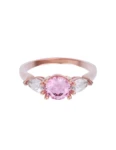 Anillo de compromiso de Oro Rosa 14k Fonelli Zirconia Redonda Rosa de 5 mm y Zirconias Pera de 5x3 mm ZRS9161R