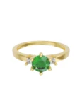 Anillo de compromiso de Oro Amarillo 14k Fonelli Zirconia Redonda Verde de 5 mm y Zirconias Princess de 2 mm ZV9166