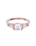 Anillo de compromiso de Oro Rosa 14k Fonelli Zirconia Redonda de 5 mm y Zirconias Pera de 5x3 mm Z9161R
