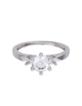 Anillo de compromiso de Oro Blanco 14k Fonelli Zirconia Redonda de 5 mm y Zirconias Princess de 2 mm Z9166B