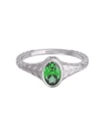 Anillo de compromiso de Oro Blanco 14k Fonelli Zirconia Oval Verde de 6x4 mm ZV9152B