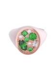 Churumbela de Oro Rosa 10k Fonelli Zirconia con Zirconias verdes Marquiz 4x2 mm, redondas 1.5, 2 y 3 mm, oval 5x3 mm y princess 2 mm 10-ZV9201R