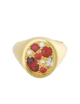 Churumbela de Oro Amarillo 10k Fonelli Zirconia con Zirconias rojas Marquiz 4x2 mm, redondas 1.5, 2 y 3 mm, oval 5x3 mm y princess 2 mm 10-ZRS9201