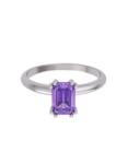 Anillo de compromiso de Oro Blanco 14k Fonelli Zirconia Esmeralda Morada de 6x4 mm ZM9167B