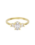 Anillo de compromiso de Oro Amarillo 14k Fonelli Zirconia Oval de 6x4 mm y Zirconias de 2.5 mm Z9165