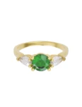 Anillo de compromiso de Oro Amarillo 14k Fonelli Zirconia Redonda Verde de 5 mm y Zirconias Pera de 5x3 mm ZV9161
