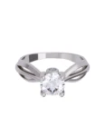 Anillo de compromiso de Oro Blanco 14k Fonelli Zirconia Redonda de 5 mm y Zirconias de 2 mm Z9157B