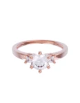 Anillo de compromiso de Oro Rosa 14k Fonelli Zirconia Redonda de 5 mm y Zirconias Princess de 2 mm Z9166R