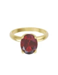 Anillo de compromiso de Oro Amarillo 14k Fonelli Zirconia Oval Rojo de 8x6 mm ZR9133