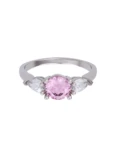 Anillo de compromiso de Oro Blanco 14k Fonelli Zirconia Redonda Rosa de 5 mm y Zirconias Pera de 5x3 mm ZRS9161B
