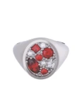 Churumbela de Oro Blanco 10k Fonelli Zirconia con Zirconias rojas Marquiz 4x2 mm, redondas 1.5, 2 y 3 mm, oval 5x3 mm y princess 2 mm 10-ZRS9201B
