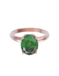 Anillo de compromiso de Oro Rosa 14k Fonelli Zirconia Oval Verde de 8x6 mm ZV9133R
