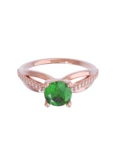 Anillo de compromiso de Oro Rosa 14k Fonelli Zirconia Redonda Verde de 5 mm y Zirconias de 1 mm ZV9156R