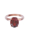 Anillo de compromiso de Oro Rosa 14k Fonelli Zirconia Oval Rojo de 8x6 mm ZR9133R