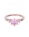 Anillo de compromiso de Oro Rosa 14k Fonelli Zirconia Redonda Rosa de 5 mm y Zirconias Princess de 2 mm ZRS9166R