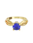 Anillo de compromiso de Oro Amarillo 14k Fonelli Zirconia Redonda Azul de 5 mm y Zirconias de 2 mm ZA9157