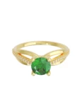 Anillo de compromiso de Oro Amarillo 14k Fonelli Zirconia Redonda Verde de 5 mm y Zirconias de 1 mm ZV9156