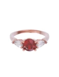 Anillo de compromiso de Oro Rosa 14k Fonelli Zirconia Redonda Roja de 5 mm y Zirconias Pera de 5x3 mm ZR9161R