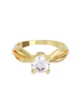 Anillo de compromiso de Oro Amarillo 14k Fonelli Zirconia Redonda de 5 mm y Zirconias de 2 mm Z9157
