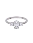 Anillo de compromiso de Oro Blanco 14k Fonelli Zirconia Oval de 6x4 mm y Zirconias de 2.5 mm Z9165B