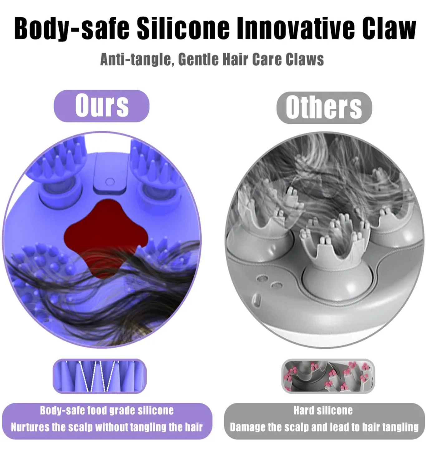 Masajeador De Cuero Cabelludo Impermeable Portátil Violeta