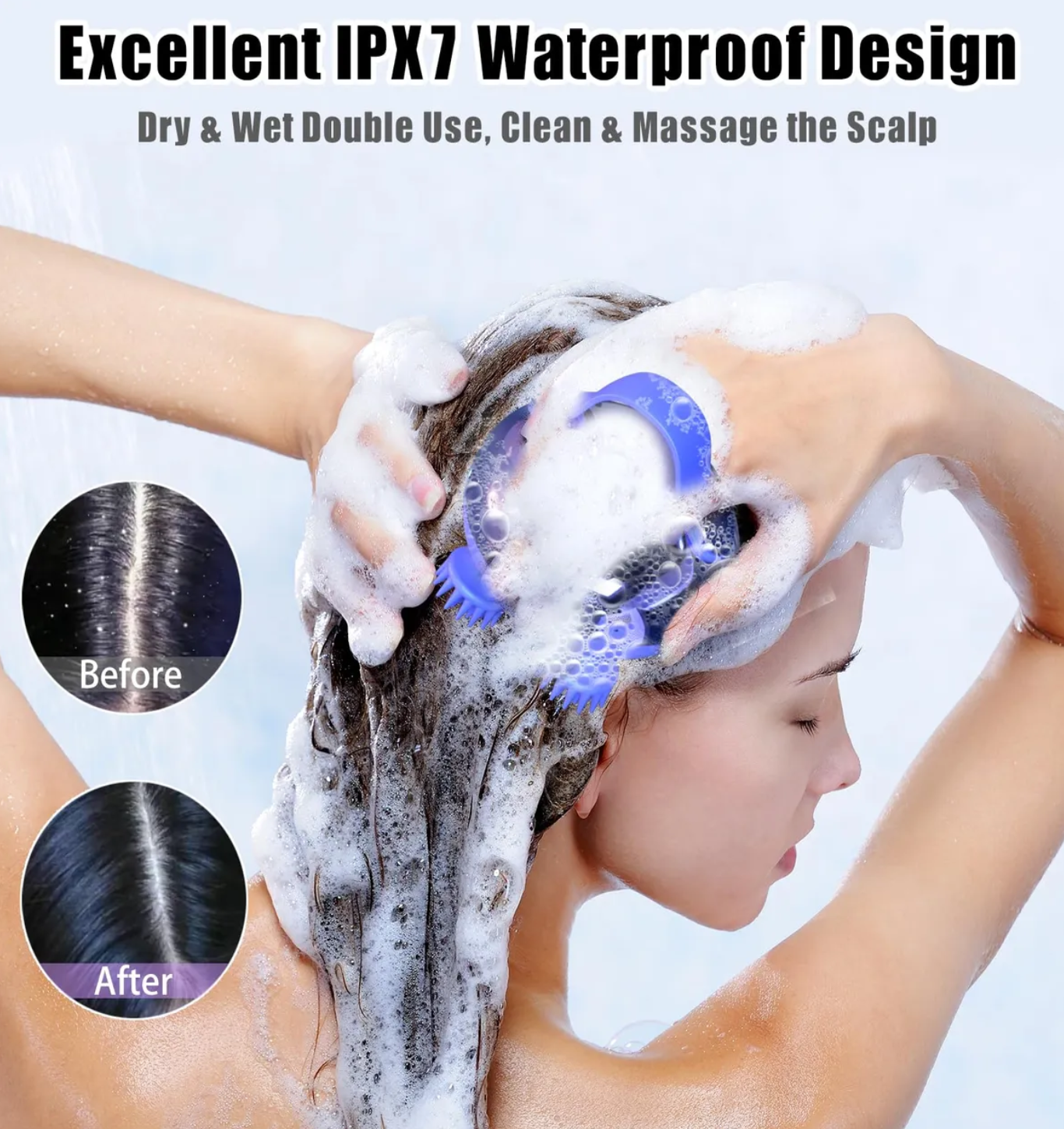 Masajeador De Cuero Cabelludo Impermeable Portátil Violeta