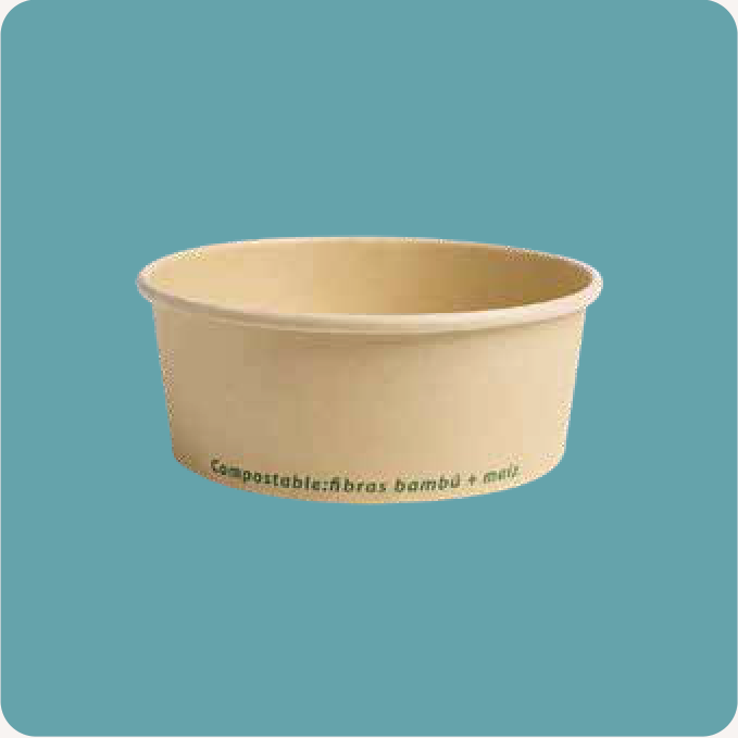 Bowl 750 ml / 26 oz PLA compostable - Caja 300 pzas (6 paq. x 50)