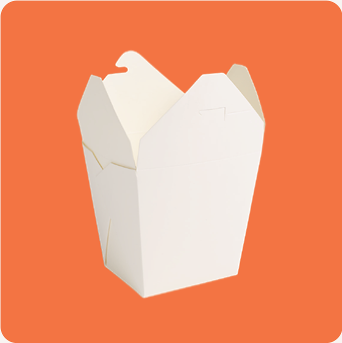 Caja blanca comida asiática 26 oz - Caja 450 pzas (9 paq. x 50)