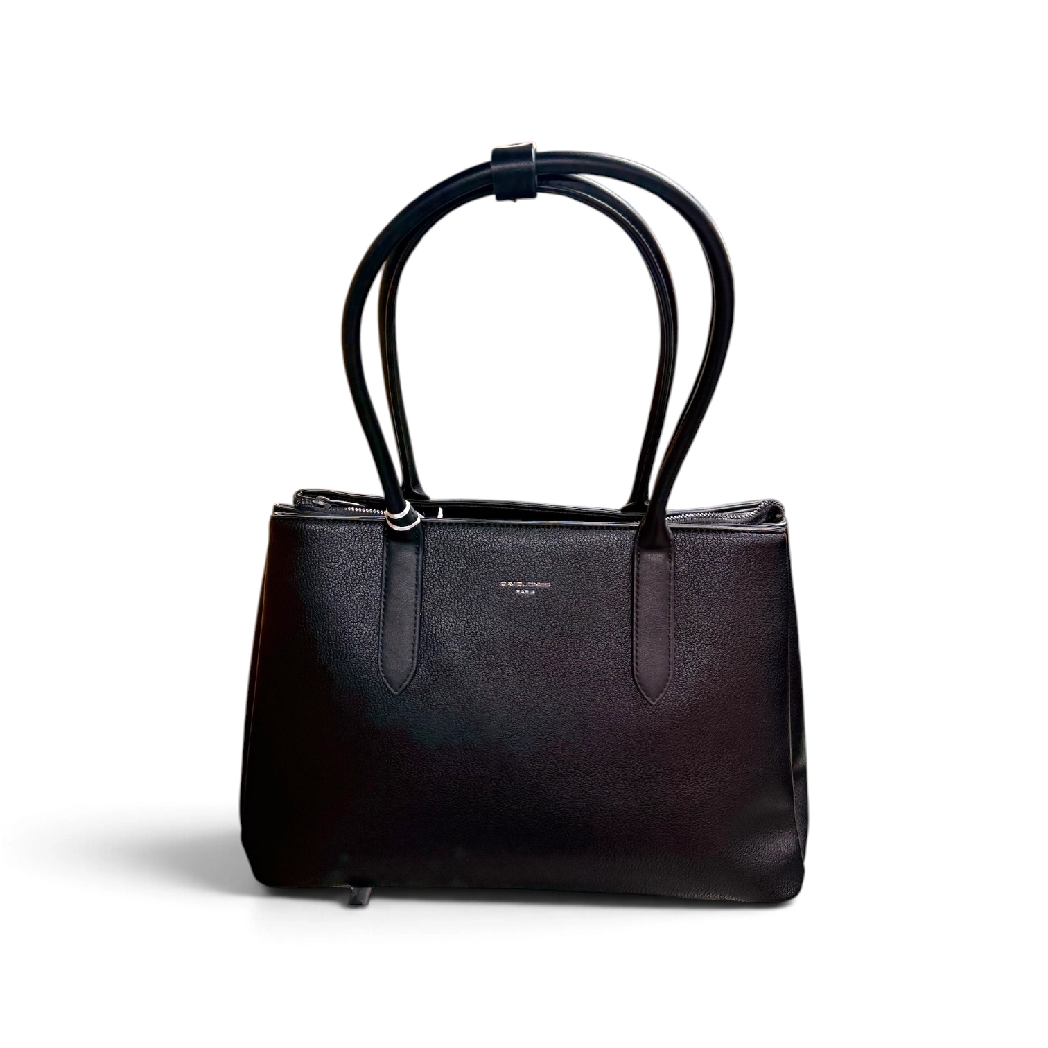 Bolso de mano elegante negro con cierre superior