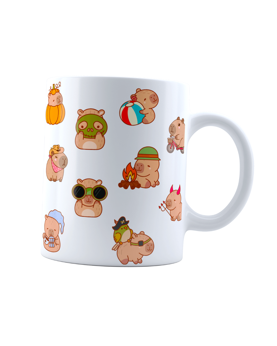 Taza blanca Capibara Collage | capibara I tierno | disfraces | frío I Cerámica Blanca 11 oz | Para Café o té I regalo original