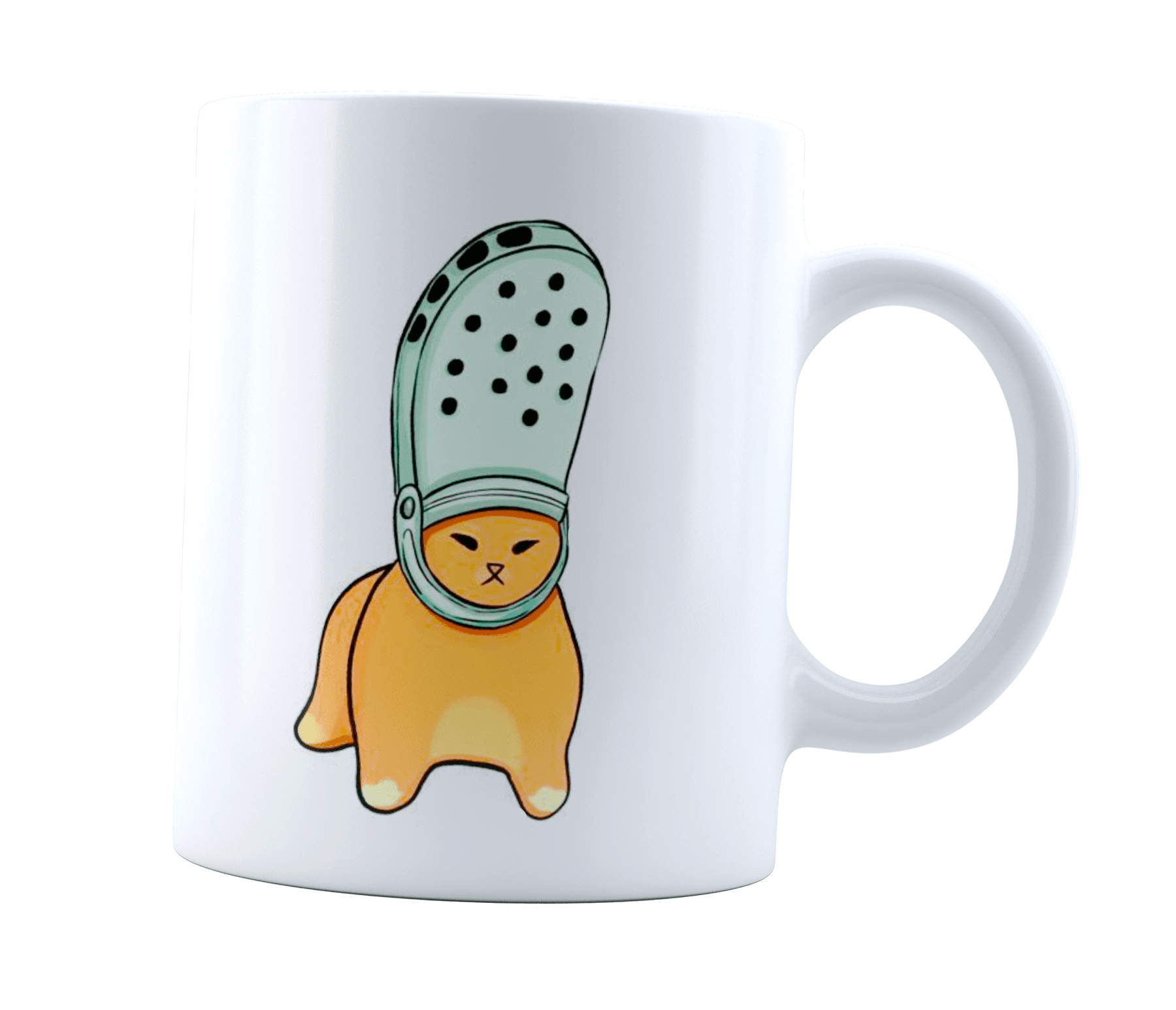 Taza blanca Gato con Chancla | gato I divertido | meme | cat lover I Cerámica Blanca 11 oz