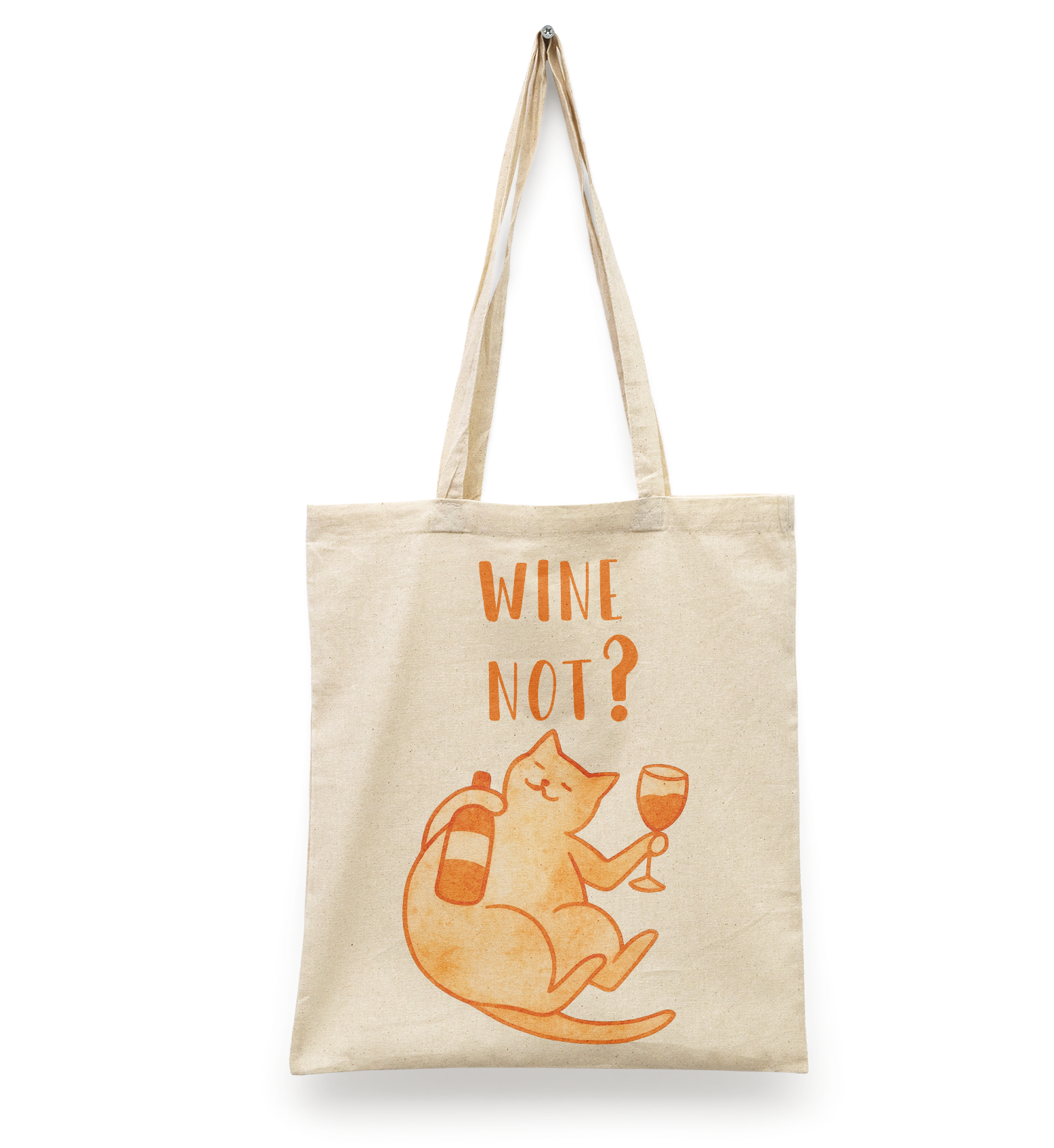 Tote Bag Wine not? I frase divertida I cat | regalo original | manta beige | Diseño Dtf | Ligera, reusable