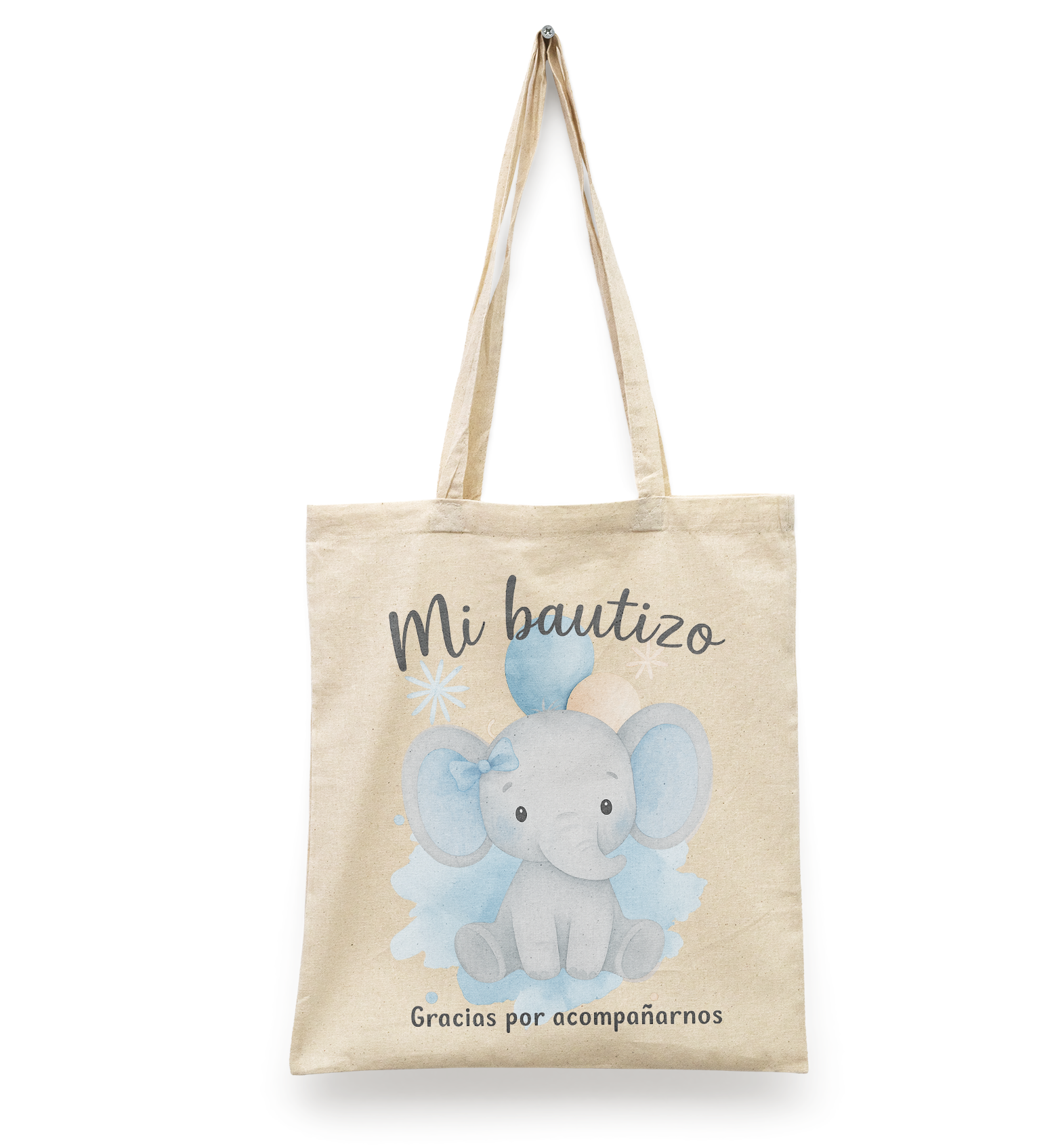 Tote Bag Mi Bautizo I Gracias por acompañarnos I niño | regalo I recuerdos para invitados | manta beige | Diseño Dtf | Ligera, reusable
