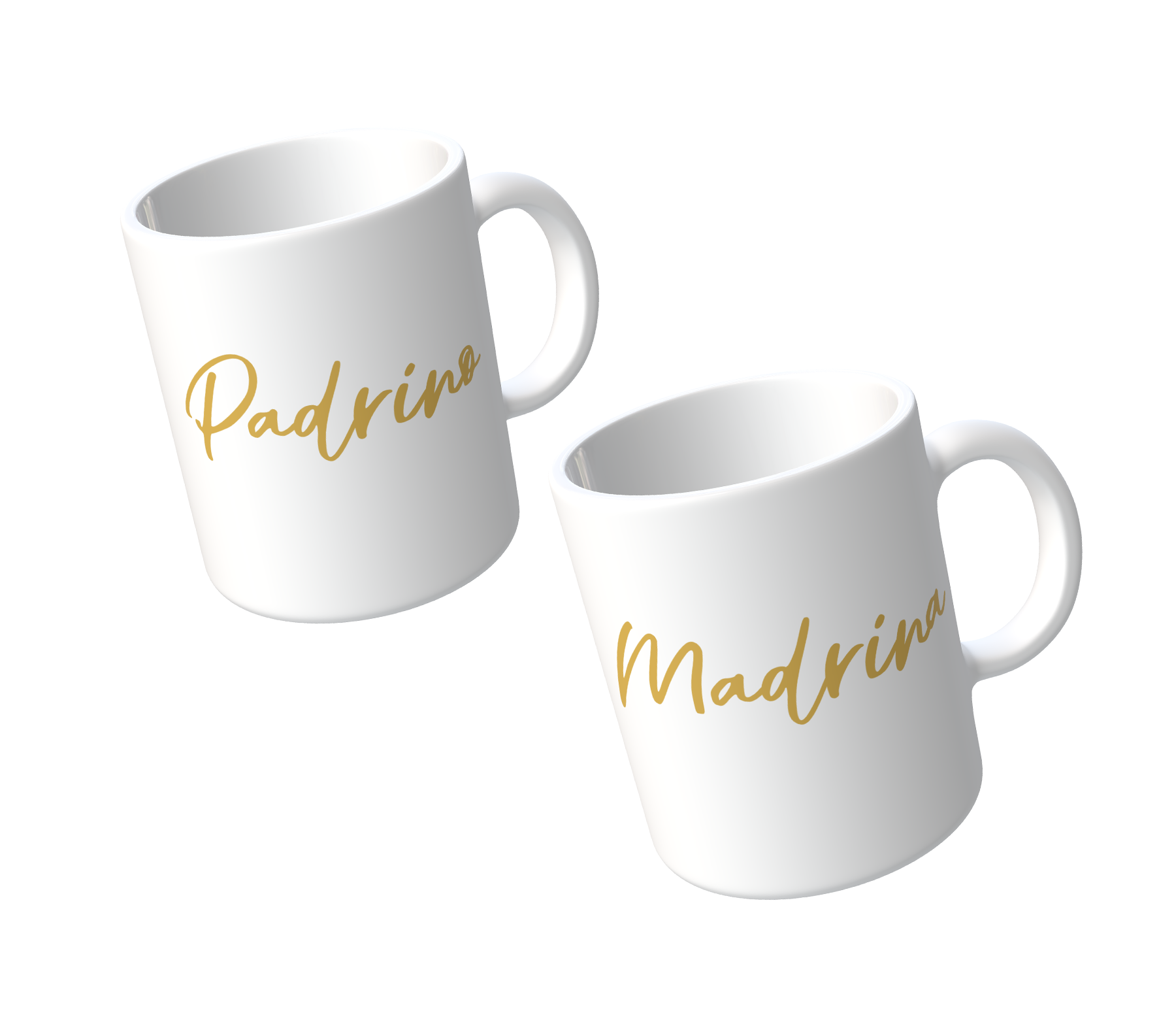 Paquete 2 Tazas blancas Títulos De Padrino Y Madrina El/ella Regalo 
